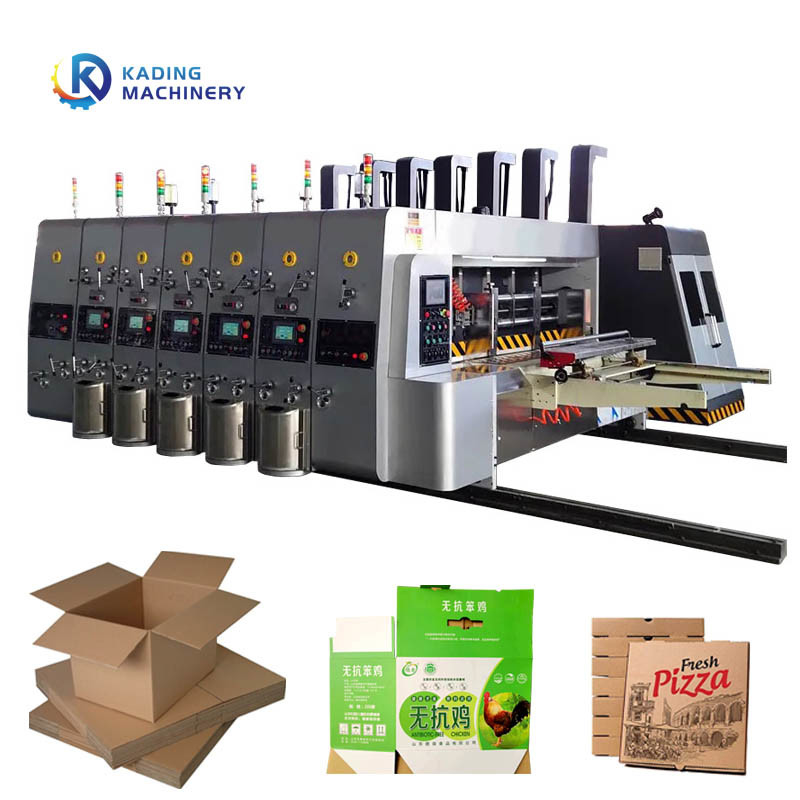Pizza Kutuları Yapımı İçin Otomatik Kurşun Kenar Besleme Oluklu Kutu Baskı Makinesi