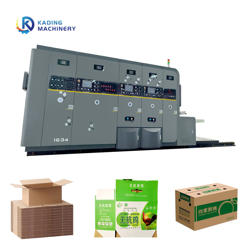Servo motor besleme tam vakum emme dalgalanmış kutu baskı makinesi